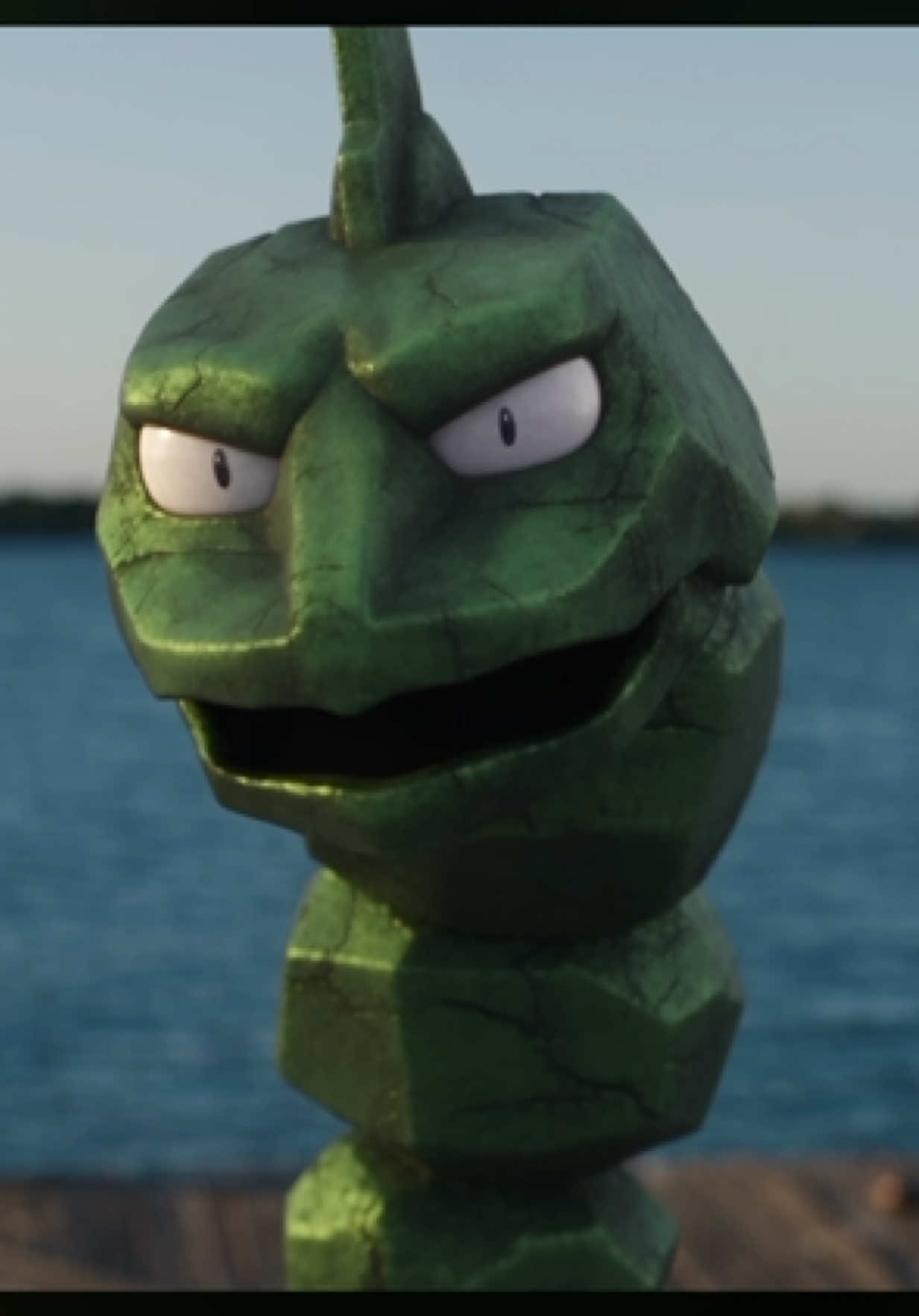 Shiny Onix by the water in Logan Paul’s Pokémon-themed TikTok